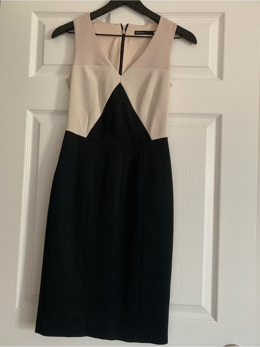 Karen Millen Black and Cream Colorblock Sheath Dress